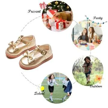 Felix & Flora Toddler Little Girls Shoes Gold Size 7 - Flower Girls Mary Jane Flats Dress Shoes Party Wedding