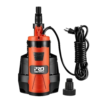 Prostormer Sump Pump, 1/2HP 2110GPH Sumbersible Water Pump, Portable Electric Pump with Build-in Flo...