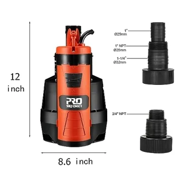 Prostormer Sump Pump, 1/2HP 2110GPH Sumbersible Water Pump, Portable Electric Pump with Build-in Float Switch for pool draining, Crop Irrigation, Yard and Flooded Cellar