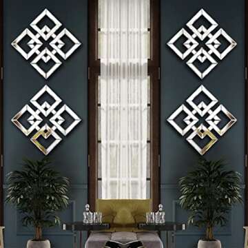 QMDECOR 2 Pack Silver Square Decorative Wall Mirrors