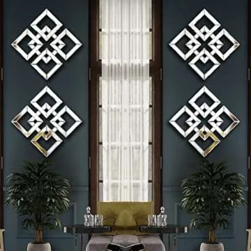 QMDECOR 2 Pack Silver Square Decorative Wall Mirrors