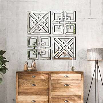QMDECOR 2 Pack Silver Square Decorative Wall Mirrors