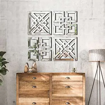 QMDECOR 2 Pack Silver Square Decorative Wall Mirrors