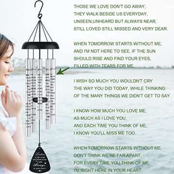 Sympathy Memorial Wind Chimes for Outside Loss of Loved One, Sympathy Gift Baskets Windchimes Outdoors in Memory of A Loved One, Grief Funeral Bereavement Memorial Gifts for Loss of Father Mother, 32"