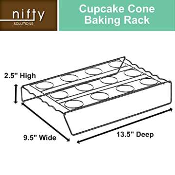 Nifty Ice Cream Cone Cupcake Baking Rack – Holds up to 12 Medium & Large Cupcake Cones, Non-Stick, Dishwasher Safe, Use for Baking, Cooling & Serving Treats