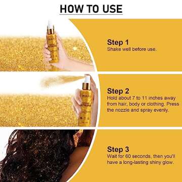 Pjordo Body Glitter Spray - Shimmering Gold Finish for Glam