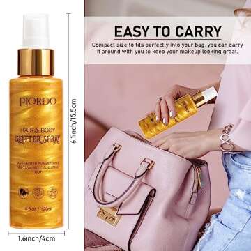 Pjordo Body Glitter Spray - Shimmering Gold Finish for Glam