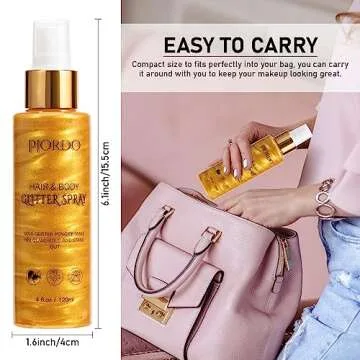 Pjordo Body Glitter Spray - Shimmering Gold Finish for Glam