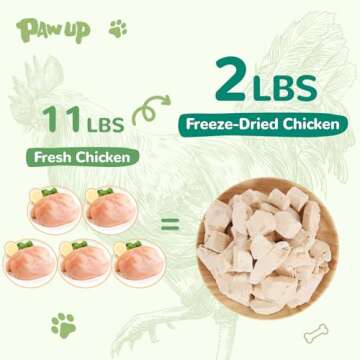 PAWUP Freeze Dried Cat Treats, Raw Chicken Food for Dogs Cats, Single Ingredient, High Protein Natural Healthy Topper, 3.8 oz