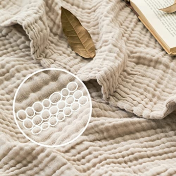 ACCOTIA Cotton Muslin Throw Blanket Gauze Linen Throws for Couch Bed Soft Lightweight Breathable Bed...