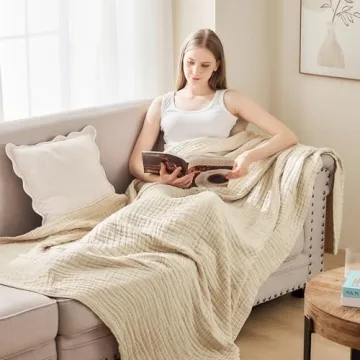 ACCOTIA Cotton Muslin Soft Lightweight Throw Blanket