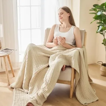 ACCOTIA Cotton Muslin Soft Lightweight Throw Blanket