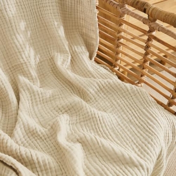 ACCOTIA Cotton Muslin Soft Lightweight Throw Blanket