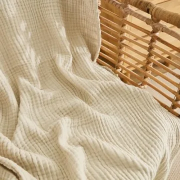 ACCOTIA Cotton Muslin Soft Lightweight Throw Blanket