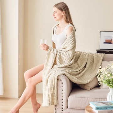 ACCOTIA Cotton Muslin Soft Lightweight Throw Blanket