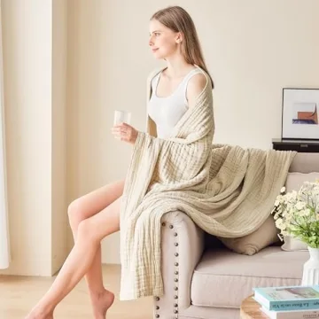 ACCOTIA Cotton Muslin Soft Lightweight Throw Blanket