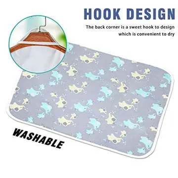 Waterproof Diaper Changing Pad (23.6"x 29.5"), Entyle Washable Reusable Breathable Leak Proof Infant Mattress Pad Portable Travel Baby Changing Mat (Blue Elephant)