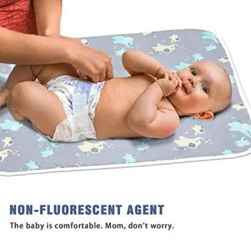 Waterproof Diaper Changing Pad (23.6"x 29.5"), Entyle Washable Reusable Breathable Leak Proof Infant Mattress Pad Portable Travel Baby Changing Mat (Blue Elephant)