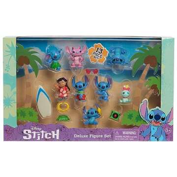 Disney’s Lilo & Stitch Deluxe Figure Set, 13-Piece Set, Officially Licensed Kids Toys for Ages 3 Up by Just Play