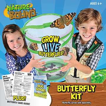 Nature Bound Butterfly Growing Kit - Live Caterpillar to Butterfly Project for Kids - Includes Voucher for Caterpillars, Green Pop-Up Enclosure, and STEM Learning Guide