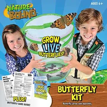 Nature Bound Butterfly Growing Kit - Live Caterpillar to Butterfly Project for Kids - Includes Voucher for Caterpillars, Green Pop-Up Enclosure, and STEM Learning Guide