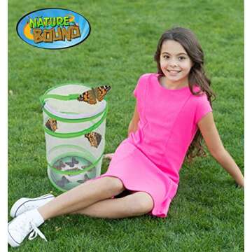 Nature Bound Butterfly Growing Kit - Live Caterpillar to Butterfly Project for Kids - Includes Voucher for Caterpillars, Green Pop-Up Enclosure, and STEM Learning Guide