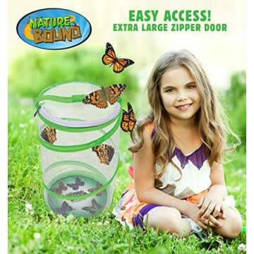 Nature Bound Butterfly Growing Kit - Live Caterpillar to Butterfly Project for Kids - Includes Voucher for Caterpillars, Green Pop-Up Enclosure, and STEM Learning Guide