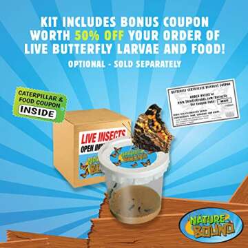 Nature Bound Butterfly Growing Kit - Live Caterpillar to Butterfly Project for Kids - Includes Voucher for Caterpillars, Green Pop-Up Enclosure, and STEM Learning Guide