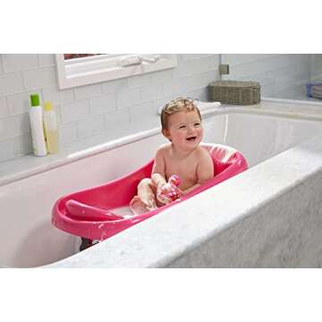 The First Years Newborn to Toddler Baby Bath Tub - Convertible 3-in-1 Baby Tub with Removable Sling - Ages 0 to 24 Months - Sure Comfort - Pink