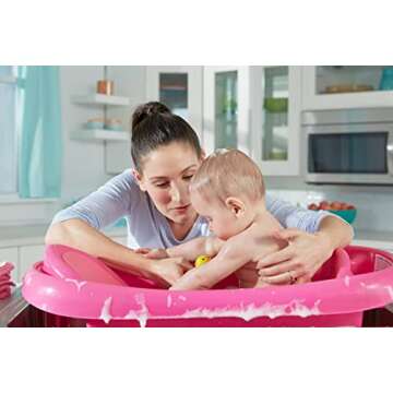 The First Years Newborn to Toddler Baby Bath Tub - Convertible 3-in-1 Baby Tub with Removable Sling - Ages 0 to 24 Months - Sure Comfort - Pink