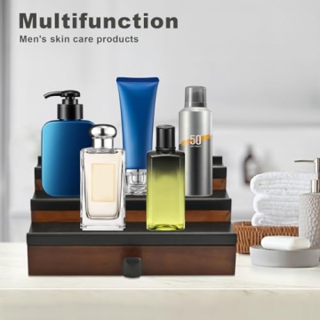 Wooden Cologne Organizer for Men - 3 Tier Stand