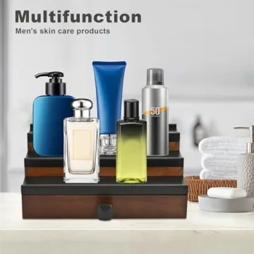 Wooden Cologne Organizer for Men - 3 Tier Stand