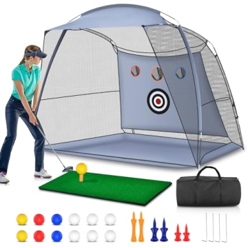 Golf Practice Net 10x7ft Golf Hitting Aids Nets for Backyard Driving Chipping, Home Golf Swing Train...