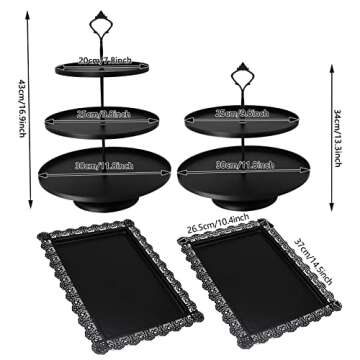 Set of 4 Pcs Iron Cake Stand Cake Holder Dessert Serving Trays for Wedding Birthday Party Baby Showe...