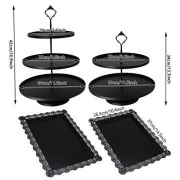 Set of 4 Pcs Iron Cake Stand Cake Holder Dessert Serving Trays for Wedding Birthday Party Baby Showe...