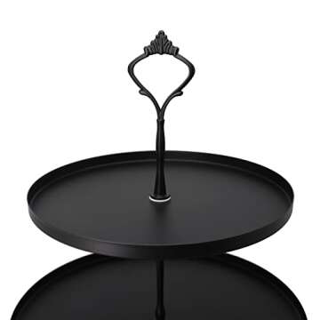 Set of 4 Pcs Iron Cake Stand Cake Holder Dessert Serving Trays for Wedding Birthday Party Baby Shower Halloween Display (Black)