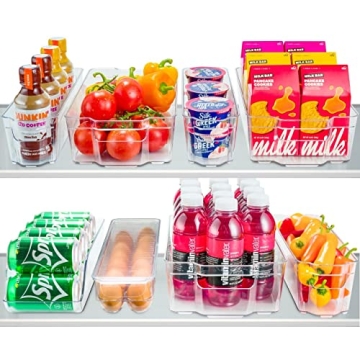 Set Of 8 Refrigerator Pantry Organizer Bins - Clear Food Storage Baskets for Kitchen, Countertops, C...