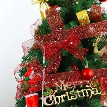 RIBBOOO 10 Yards Red Glitter Wired Ribbon for Crafting