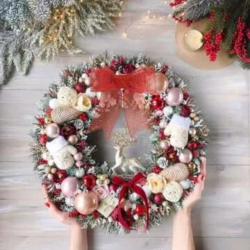 RIBBOOO 10 Yards Red Glitter Wired Ribbon for Crafting