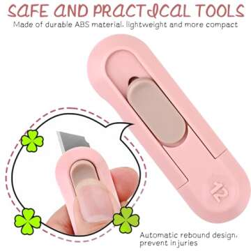 4 Pcs Box Cutter, Box Cutter Retractable, Retractable Box Opener, Package Opener, Easy Slide Retractable Cute Box Cutter for opening daily express boxes, envelopes, packages, paper tapes and more