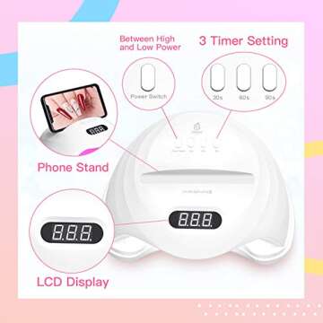 Beetles LED Nail Lamp, Anti Aging Nail Light Curing Gel Nail Polish Gel Set/Base Gel/Top Coat/Poly Nail Gel Extension for Professional Nail Art Design Salon DIY at home