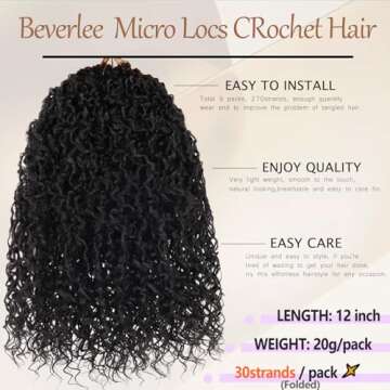 Beverlee Micro Locs Crochet Hair 12 Inch soft locs with curly ends 9 Packs Boho Soft Locs Style Mini...
