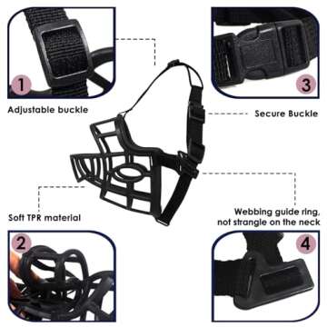 Dog Muzzle, Breathable Basket Muzzles for Small, Medium, Large and X-Large Dogs, Stop Biting, Barkin...