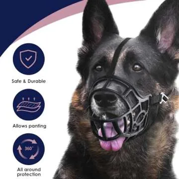 Dog Muzzle, Breathable Basket Muzzles for Small, Medium, Large and X-Large Dogs, Stop Biting, Barking and Chewing (XXL - Dane, Black)