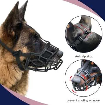Dog Muzzle, Breathable Basket Muzzles for Small, Medium, Large and X-Large Dogs, Stop Biting, Barking and Chewing (XXL - Dane, Black)