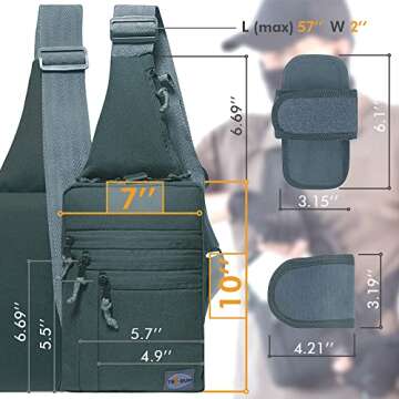 TECEUM Tactical Bag – Shoulder Chest Crossbody Sling Bag for Concealed Carry of Handgun – CCW Compact Pack Gray