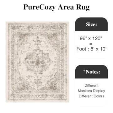 Buy PureCozy Vintage Area Rug 8x10 Taupe Washable for Home