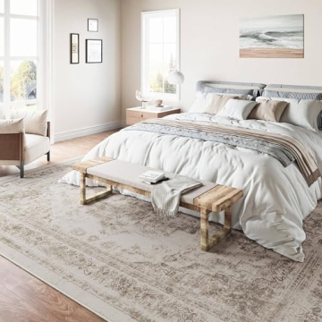 Buy PureCozy Vintage Area Rug 8x10 Taupe Washable for Home