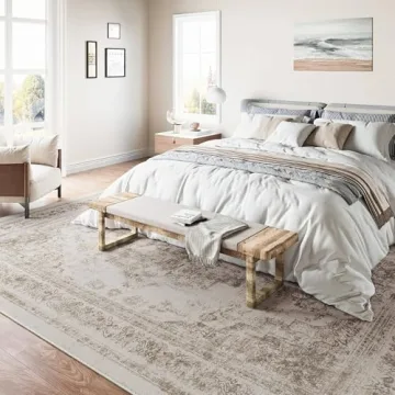 Buy PureCozy Vintage Area Rug 8x10 Taupe Washable for Home