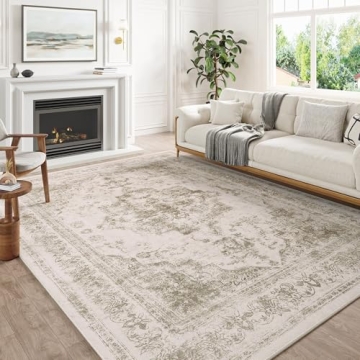 Buy PureCozy Vintage Area Rug 8x10 Taupe Washable for Home